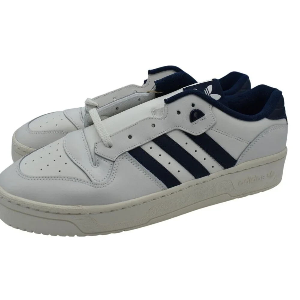 Adidas Mens Size 13 Rivalry Low‎ White Navy Casual Sneakers Shoes Y2K